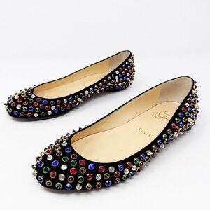 Christian Louboutin Multicolor Spike Stud Ballet Flats Womens Size EU 37.5